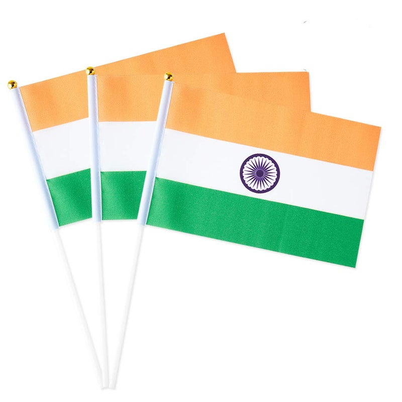 mflagperft India Flag Indian Flag, Small Mini Handheld India Flags on Stick, Ideal for Party Parades Sports Events Patriotic Festival Decorations - Image 1